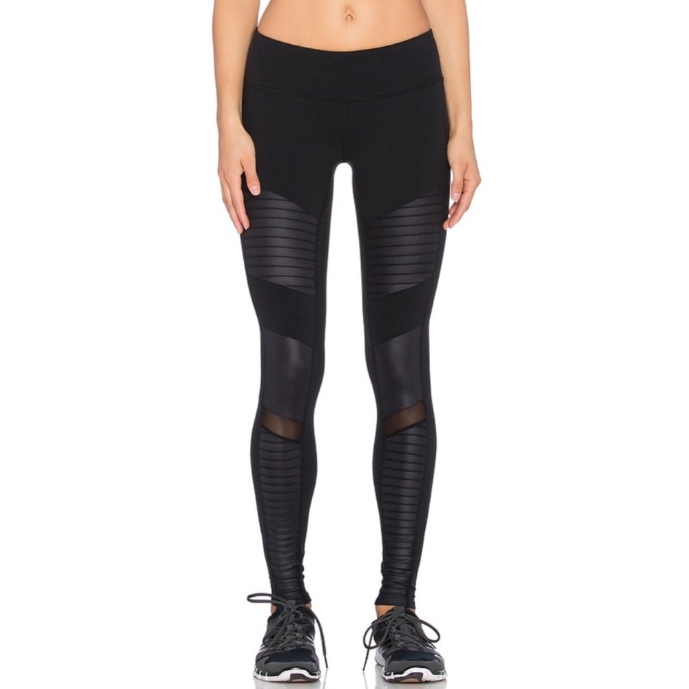 Alo Yoga | high rise moto black glossy leggings - Picture 1 of 3